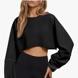 Black Cropped Sweatshirt for Women